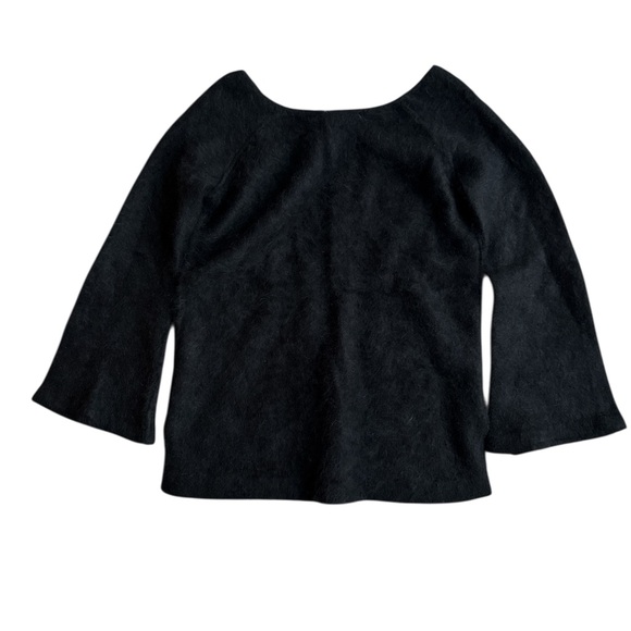Free People Black Angora Rabbit Fur Flare Sleeve Scoop Back Sweater Soft - Picture 2 of 6
